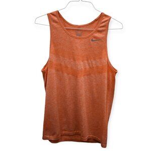 Nike Tank Top M Womens Orange Crew Neck Sleeveless Polyester Blend Activewear